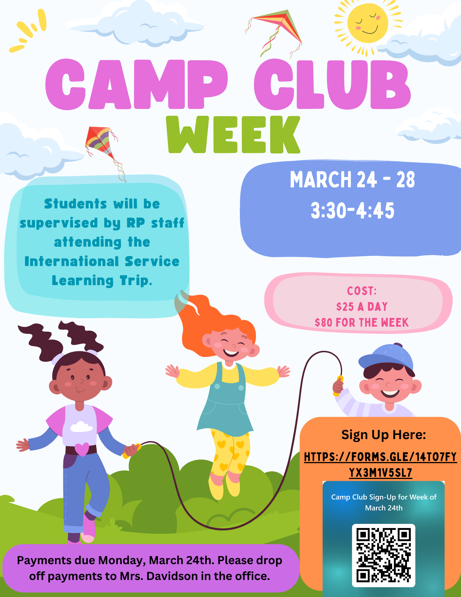  Club Camp Week Sign Up